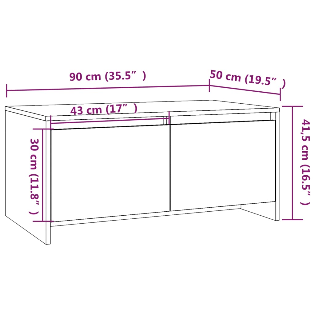 Table basse gris béton 90x50x41,5 cm en bois