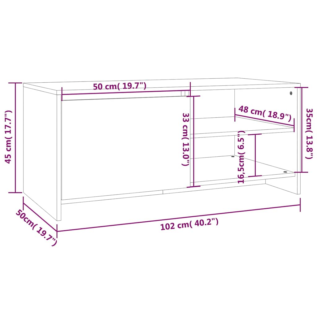 Couchtisch Weiß 102x50x45 cm Holzwerkstoff