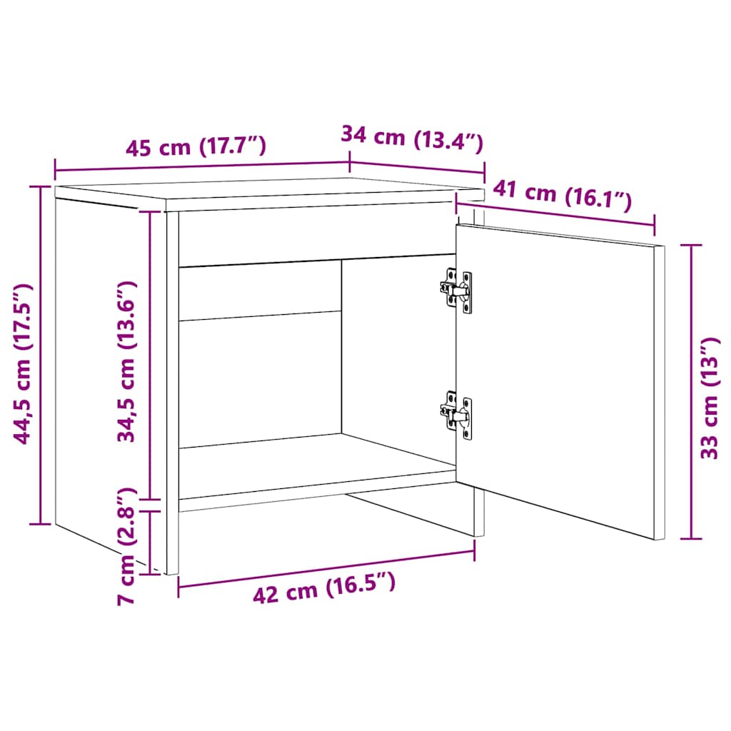 Nachttisch Betongrau 45x34x44,5 cm Holzwerkstoff
