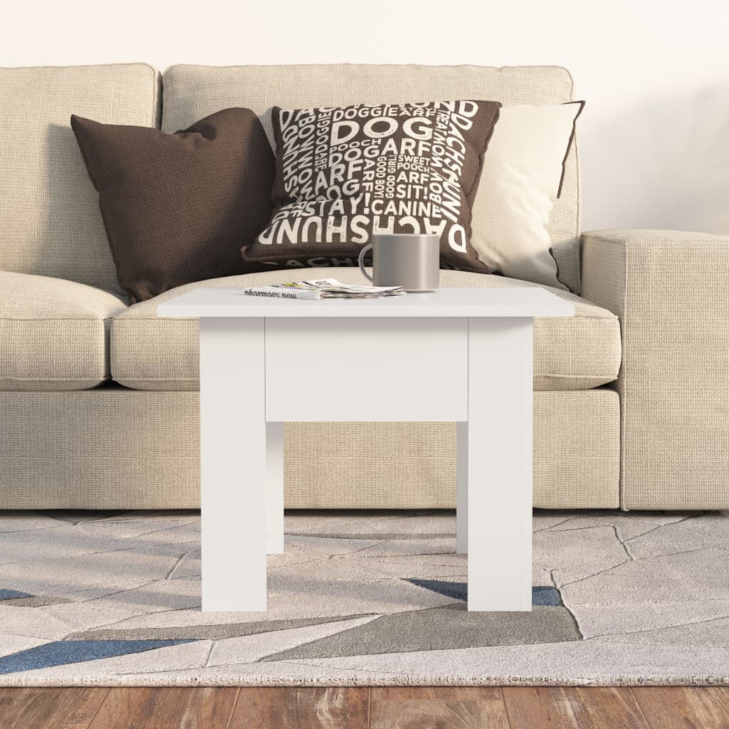 Table basse blanche 55x55x42 cm en bois