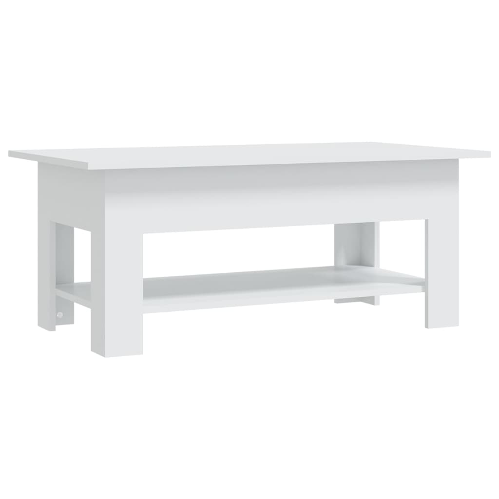 Table basse blanche 102x55x42 cm en bois