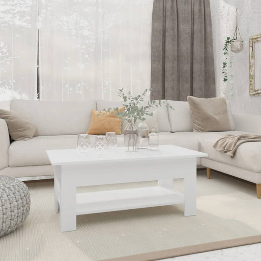 Table basse blanche 102x55x42 cm en bois
