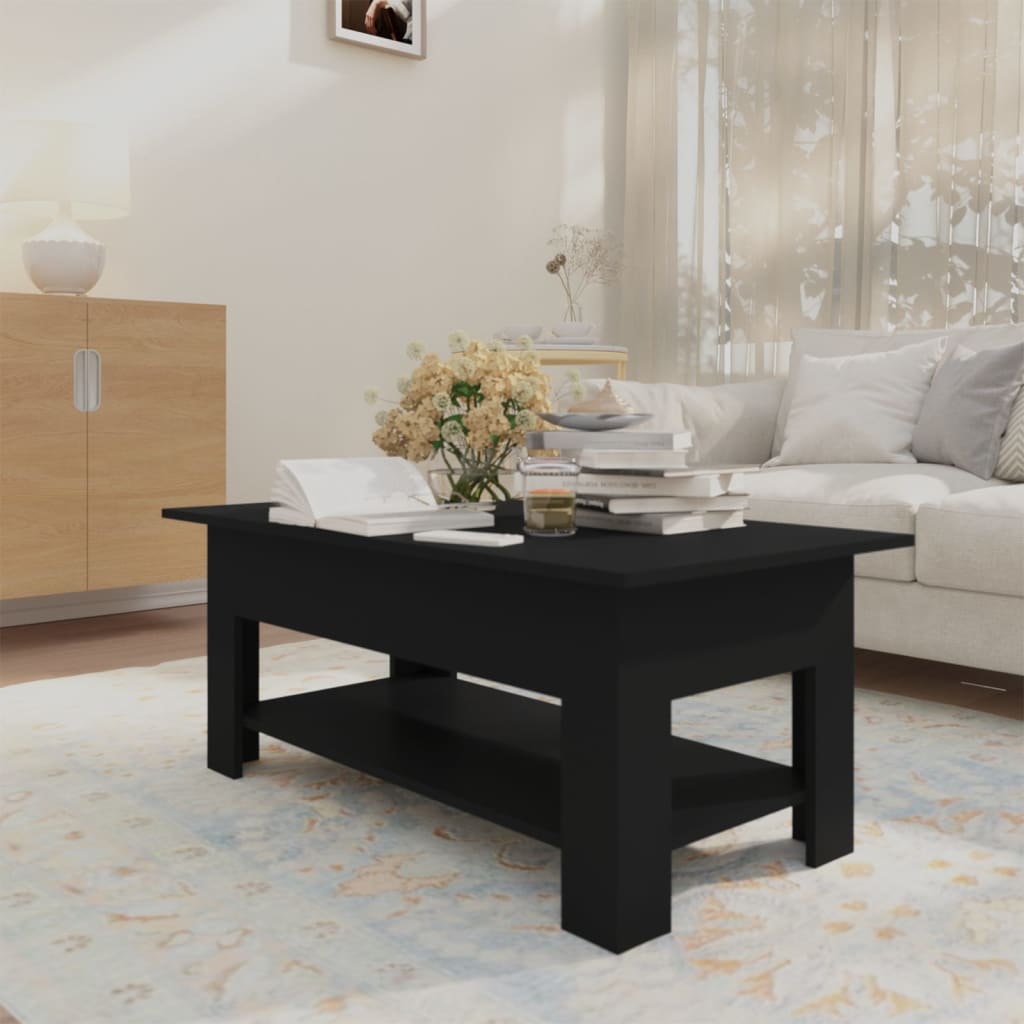 Coffee Table Black 102x55x42 cm Wood Material