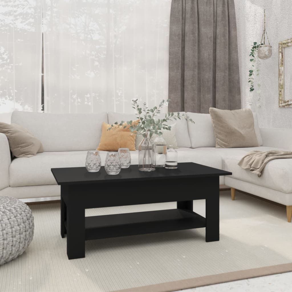 Coffee Table Black 102x55x42 cm Wood Material