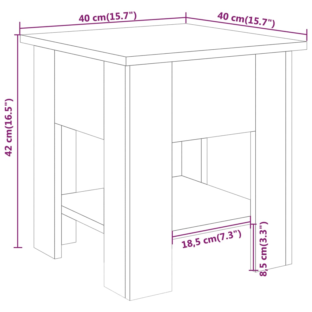 Table basse blanche 40x40x42 cm en bois
