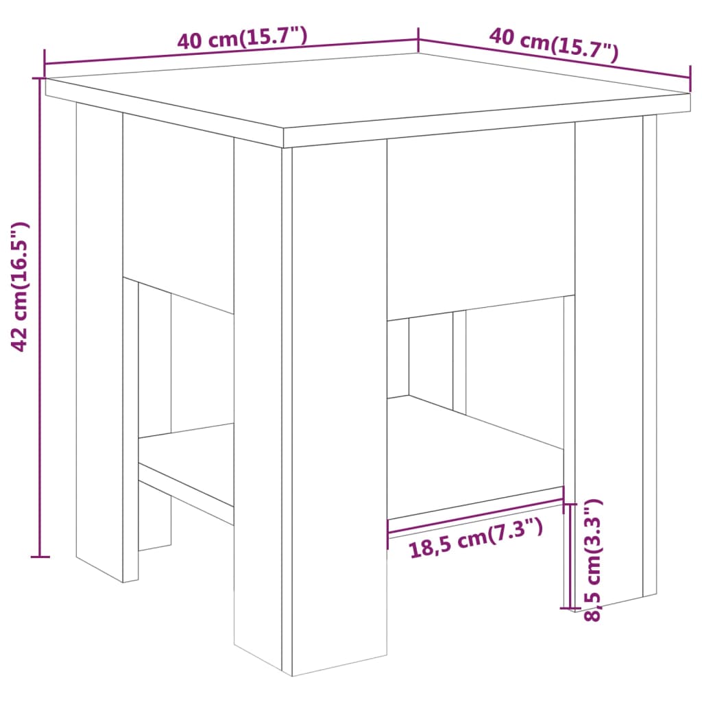 Table basse gris béton 40x40x42 cm en bois