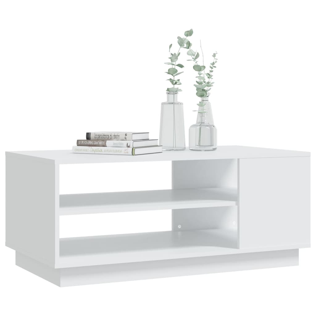 Table basse blanche 102x55x43 cm en bois