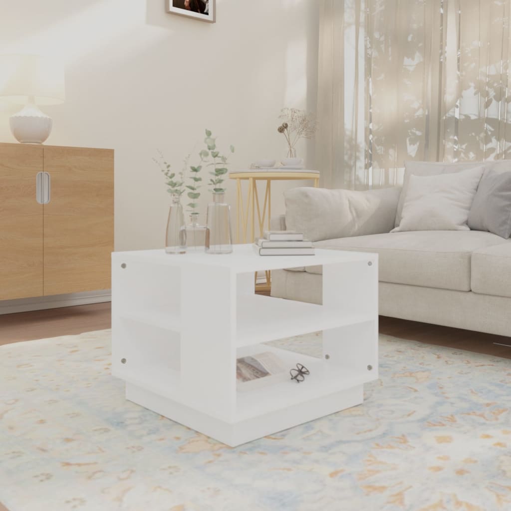 Table basse blanche 55x55x43 cm en bois
