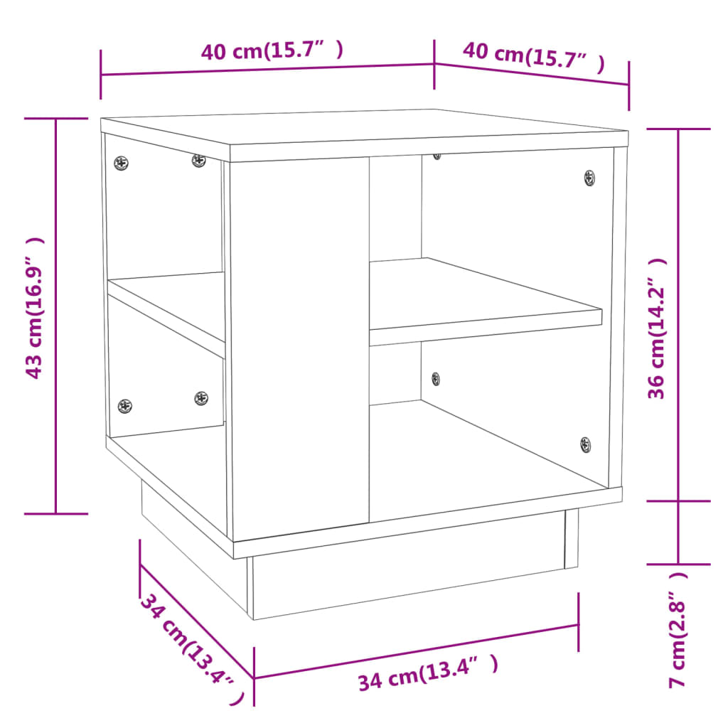 Table basse gris béton 40x40x43 cm en bois