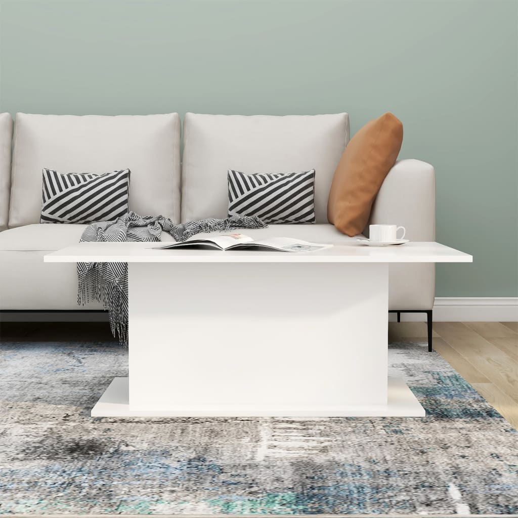 Table basse blanche 102x55,5x40 cm en bois