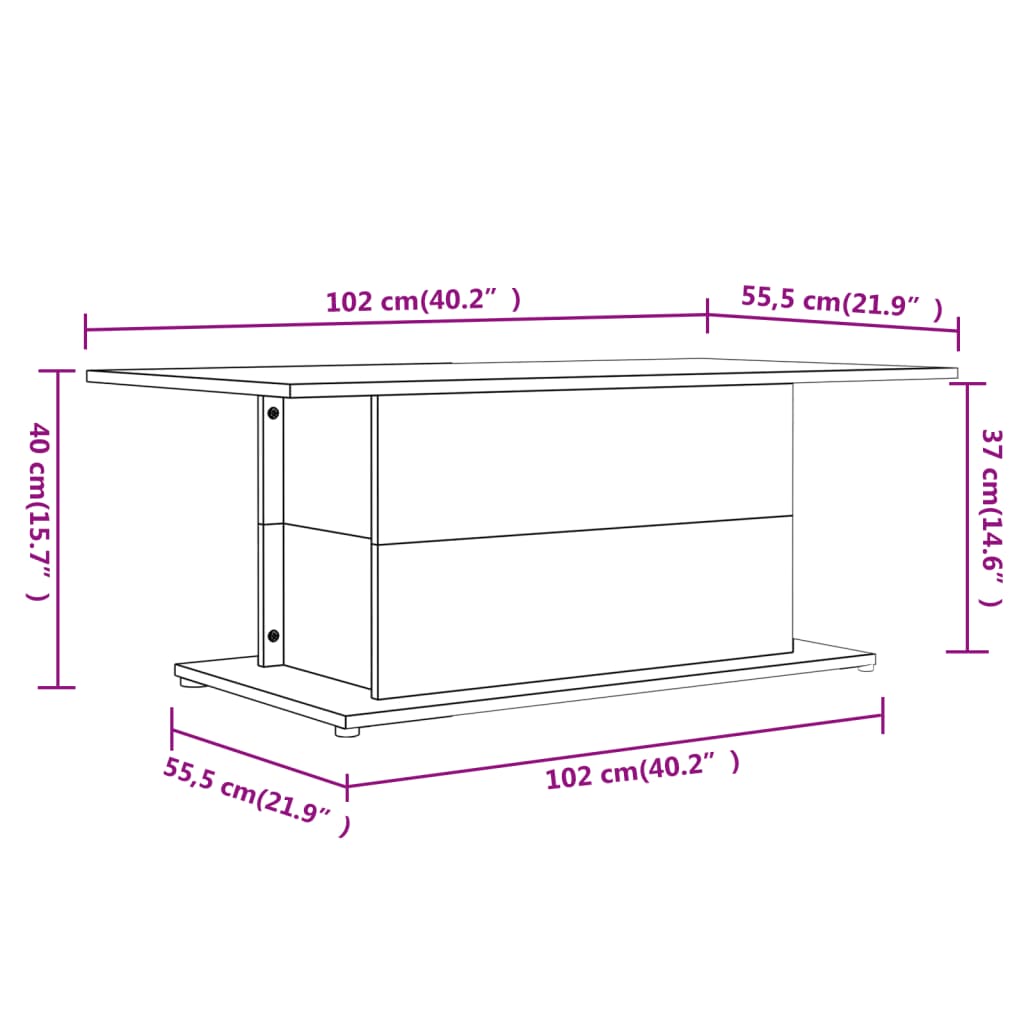 Table basse blanche 102x55,5x40 cm en bois