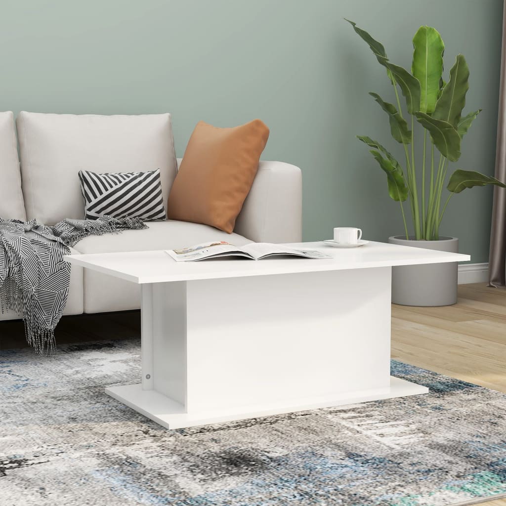 Table basse blanche 102x55,5x40 cm en bois