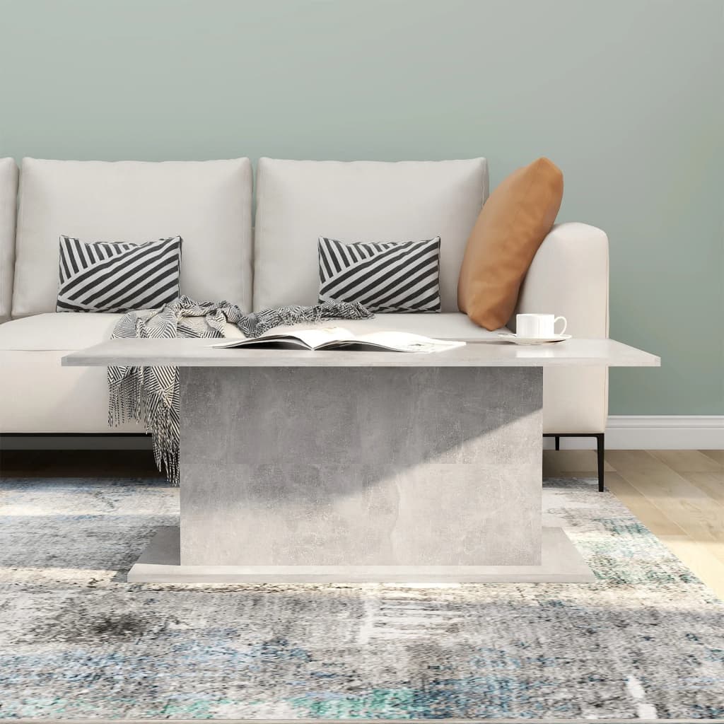 Table basse en béton gris 102x55,5x40 cm en bois