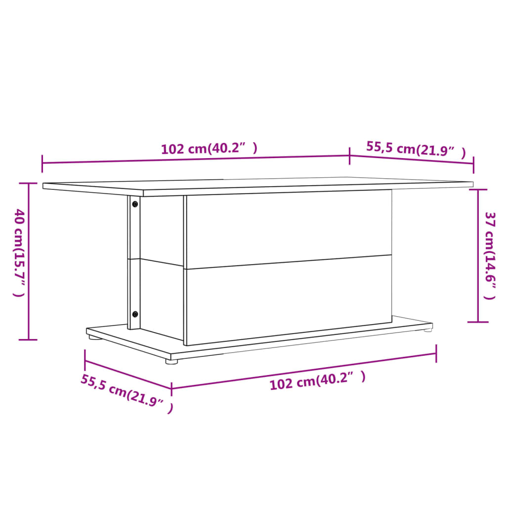 Table basse en béton gris 102x55,5x40 cm en bois