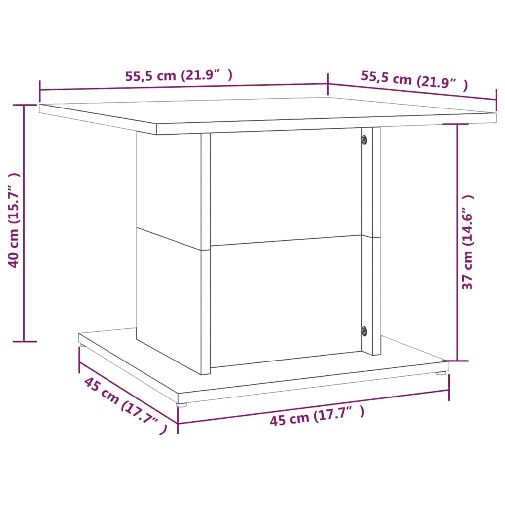 Coffee Table White 55.5x55.5x40 cm Wood Material