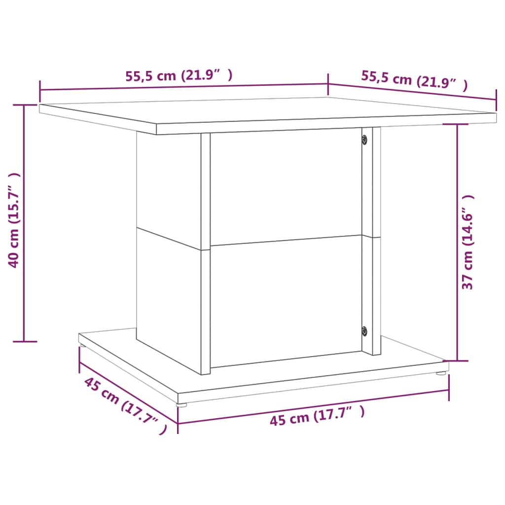 Table basse gris béton 55,5x55,5x40 cm en bois