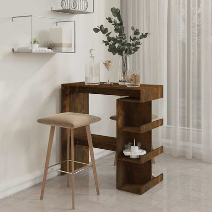 Bartisch mit Regal Räuchereiche 100x50x101,5 cm Holzwerkstoff