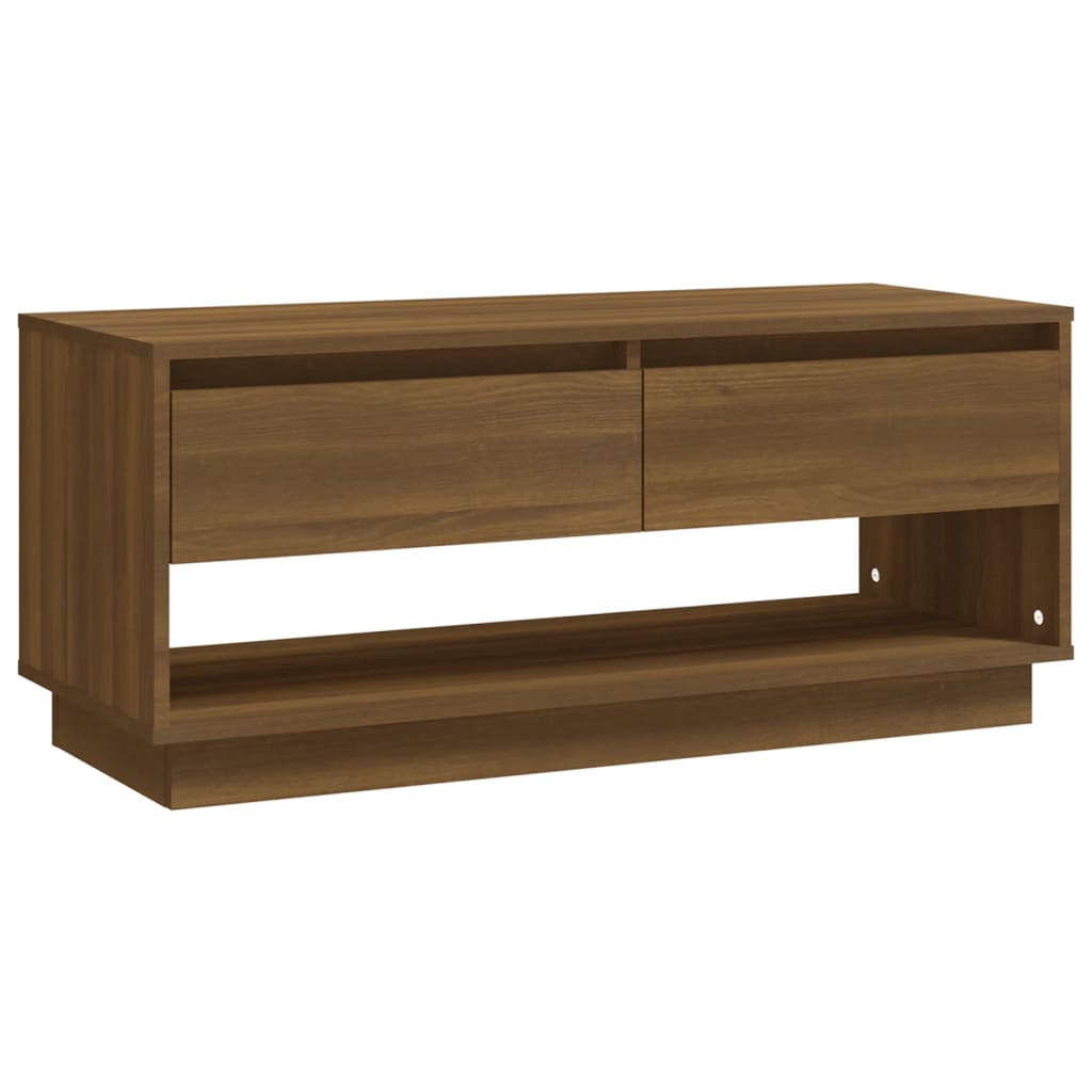 Meuble TV aspect chêne marron 102x41x44 cm matériau bois