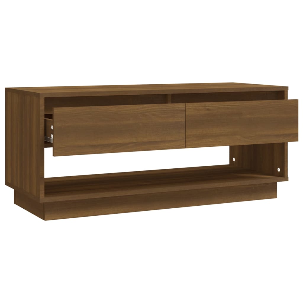 Meuble TV aspect chêne marron 102x41x44 cm matériau bois