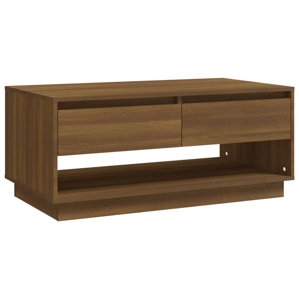 Table basse aspect chêne marron 102,5x55x44 cm matériau bois