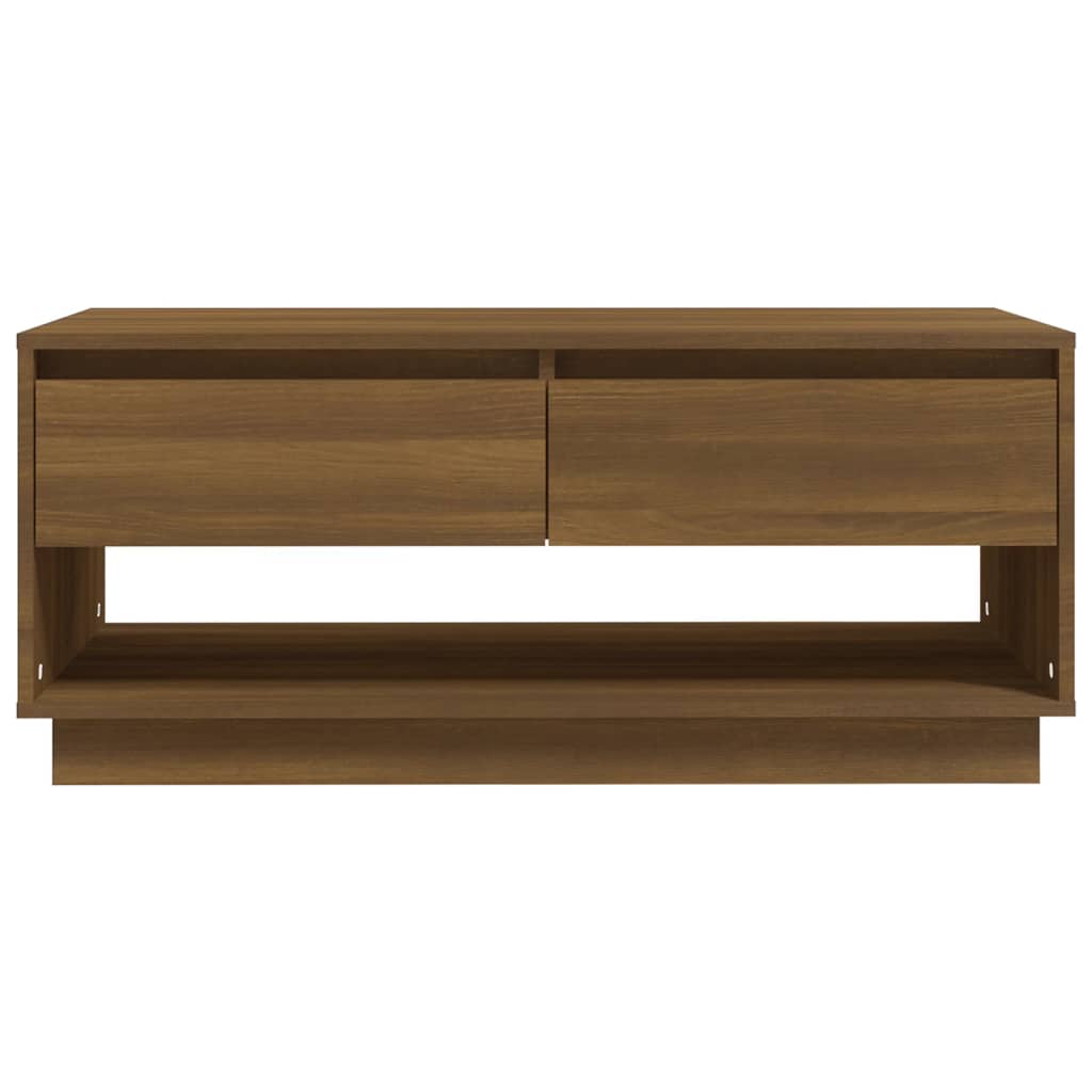 Table basse aspect chêne marron 102,5x55x44 cm matériau bois
