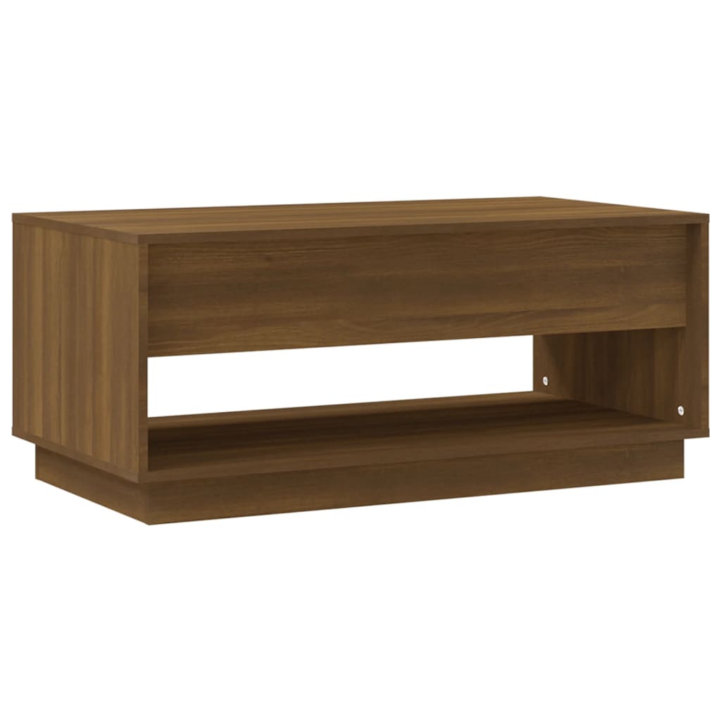 Table basse aspect chêne marron 102,5x55x44 cm matériau bois