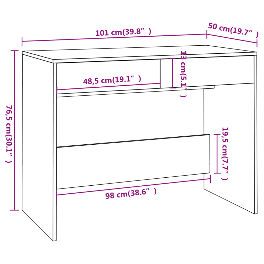 Schreibtisch Grau Sonoma 101x50x76,5 cm Holzwerkstoff