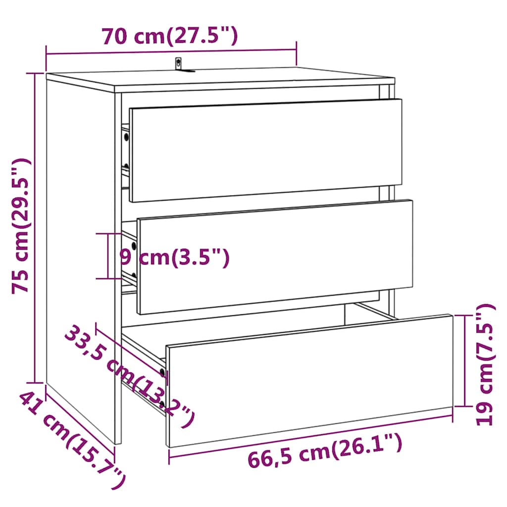 Sideboard Grau Sonoma 70x41x75 cm Holzwerkstoff