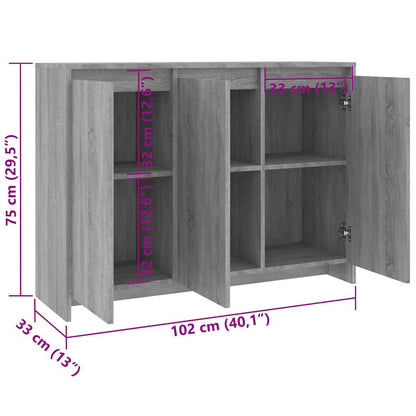 Sideboard Grau Sonoma 102x33x75 cm Holzwerkstoff