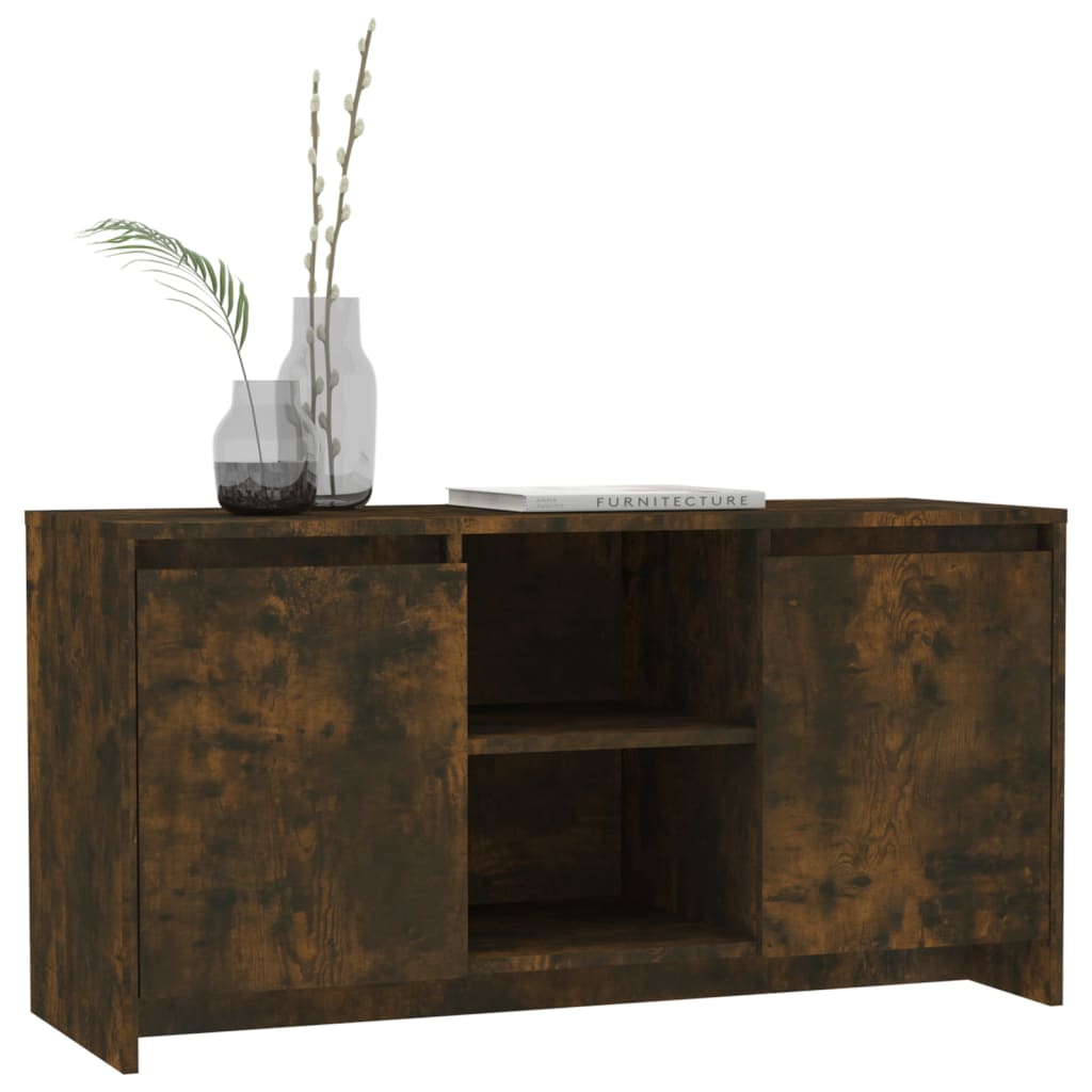 Meuble TV chêne fumé 102x37,5x52,5 cm matériau bois