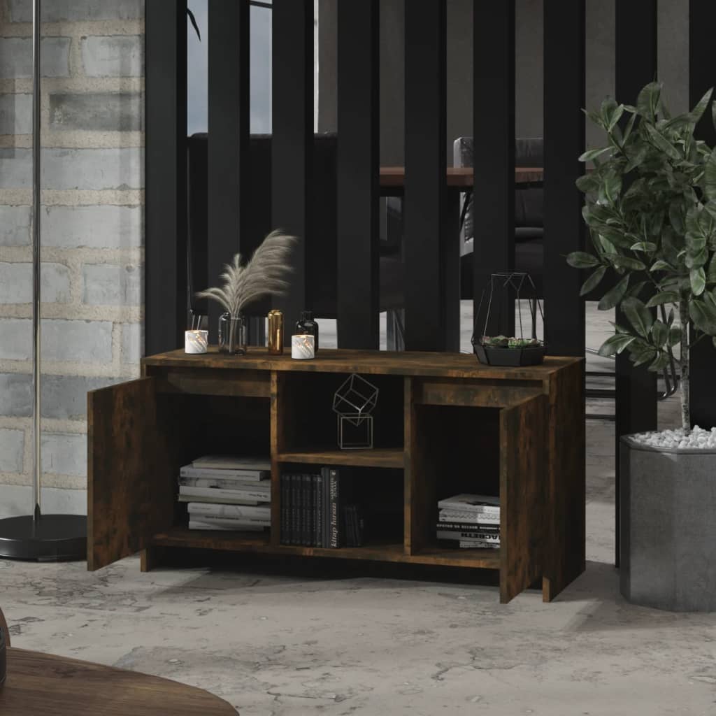 Meuble TV chêne fumé 102x37,5x52,5 cm matériau bois
