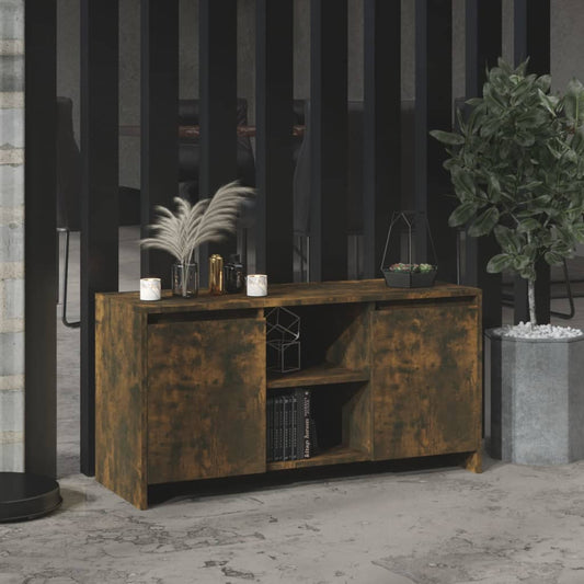 Meuble TV chêne fumé 102x37,5x52,5 cm matériau bois