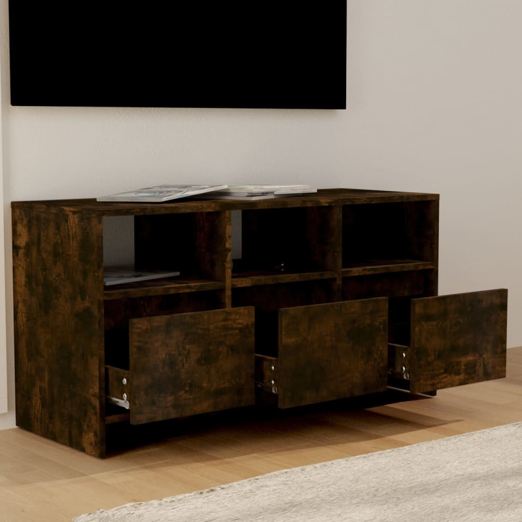 Meuble TV chêne fumé 102x37,5x52,5 cm matériau bois