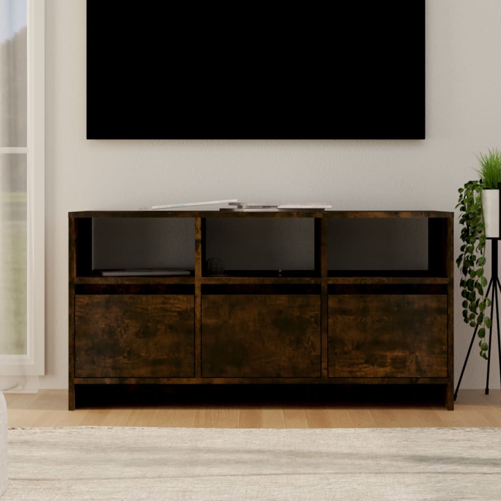Meuble TV chêne fumé 102x37,5x52,5 cm matériau bois