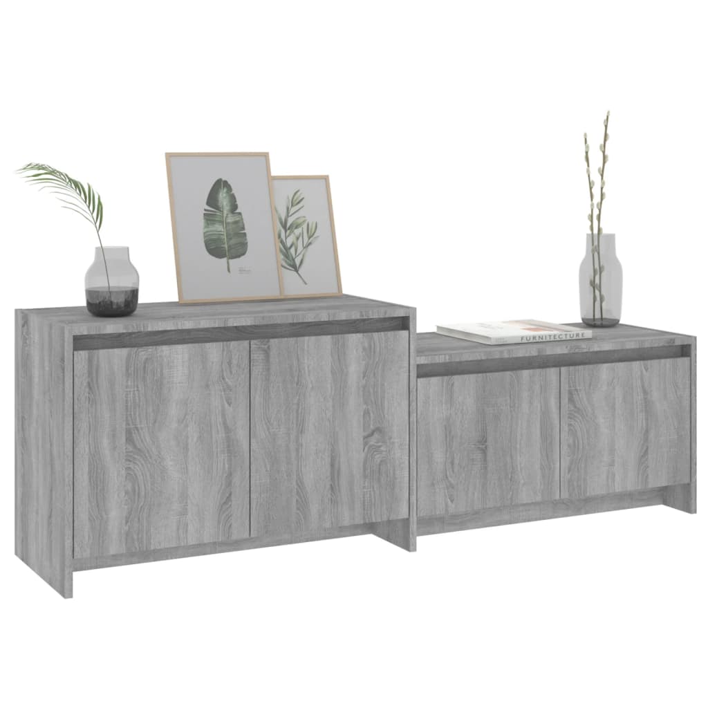 TV Cabinet Gray Sonoma 146.5x35x50 cm Wood Material