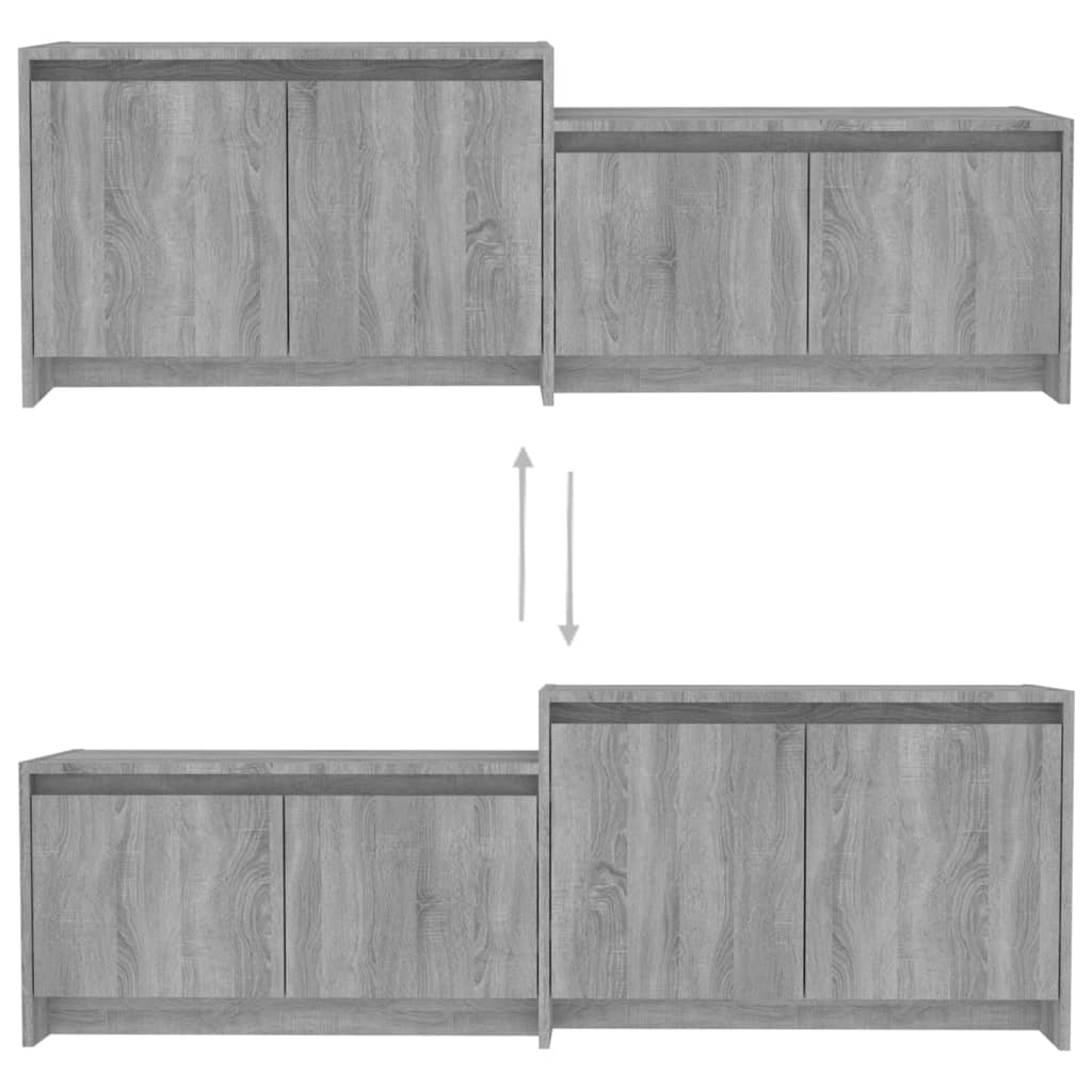 TV Cabinet Gray Sonoma 146.5x35x50 cm Wood Material