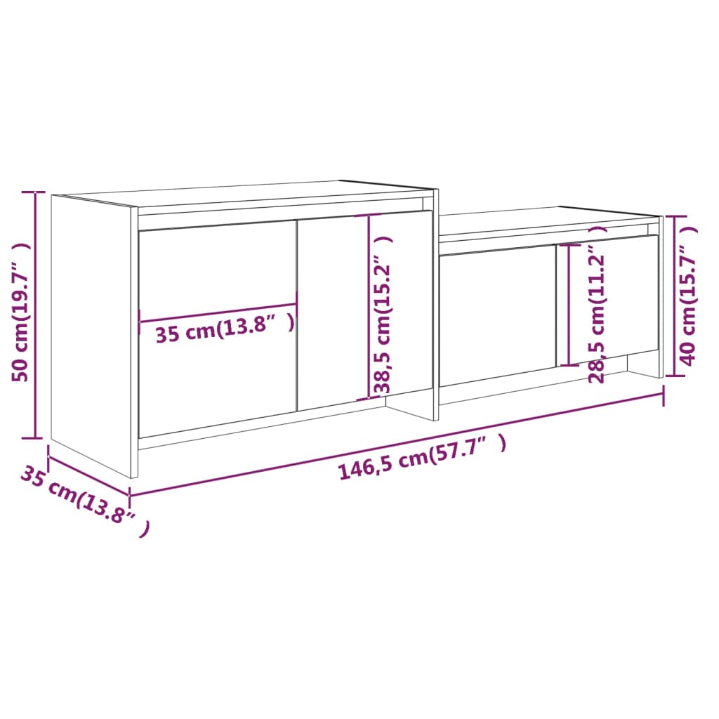 TV-Schrank Braun Eichen-Optik 146,5x35x50 cm Holzwerkstoff