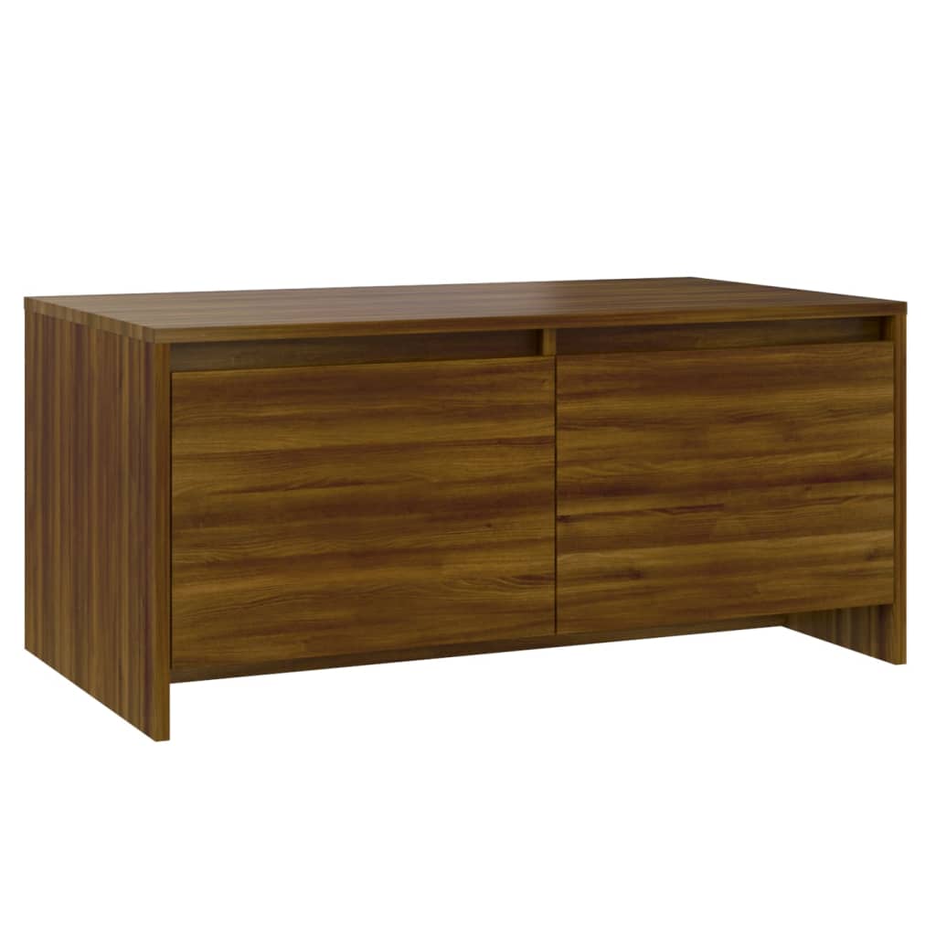 Table basse aspect chêne marron 90x50x41,5 cm en bois