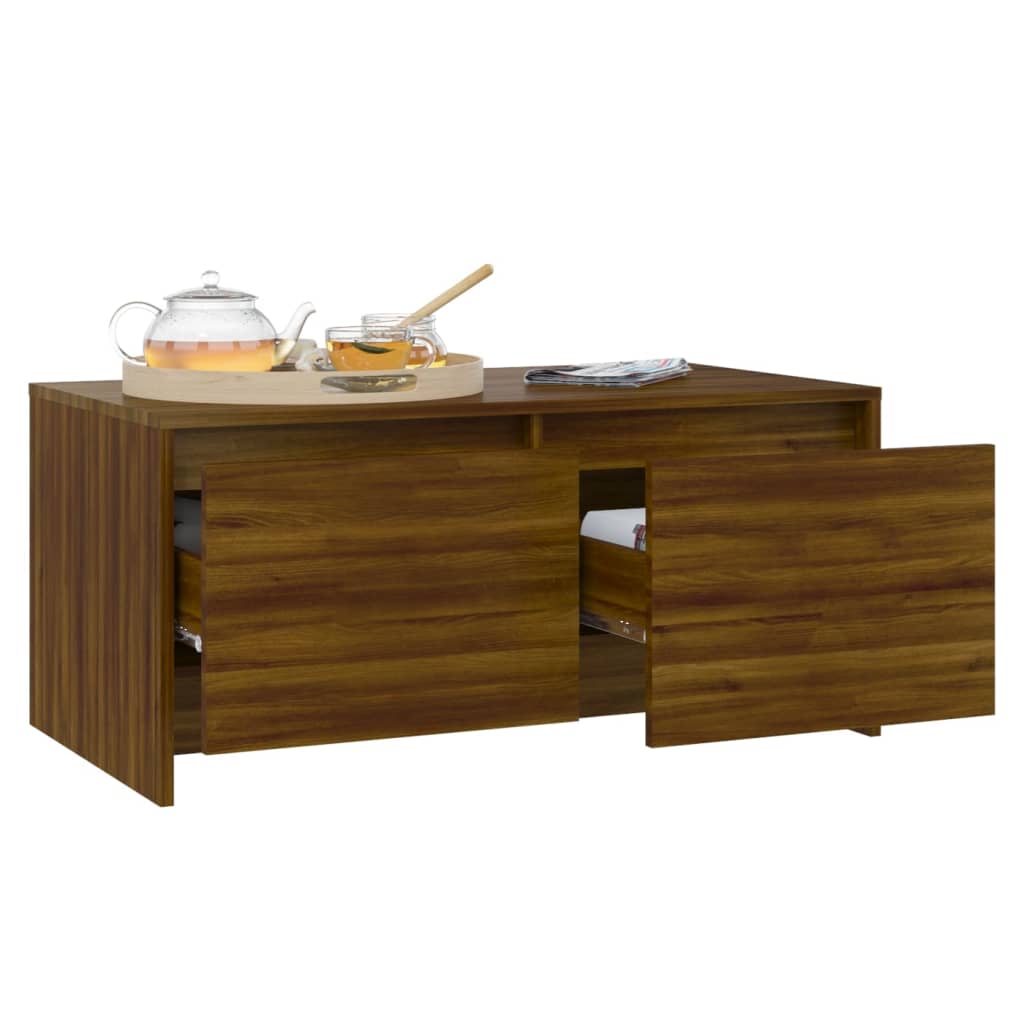Table basse aspect chêne marron 90x50x41,5 cm en bois