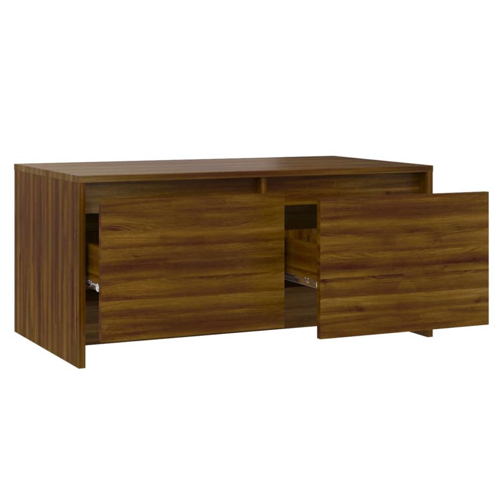 Table basse aspect chêne marron 90x50x41,5 cm en bois