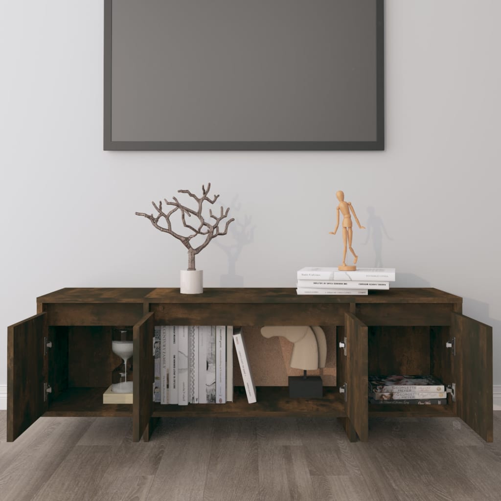 Meuble TV chêne fumé 120x30x40,5 cm matériau bois