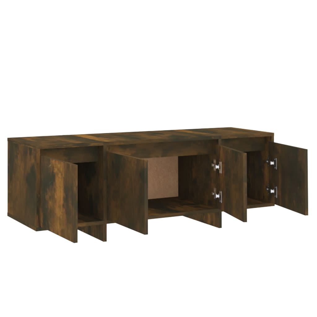 Meuble TV chêne fumé 120x30x40,5 cm matériau bois