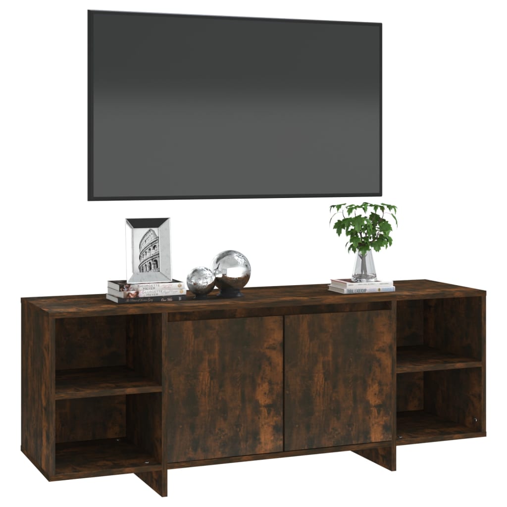 Meuble TV chêne fumé 130x35x50 cm matériau bois