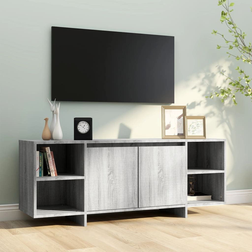 TV Cabinet Gray Sonoma 130x35x50 cm Wood Material