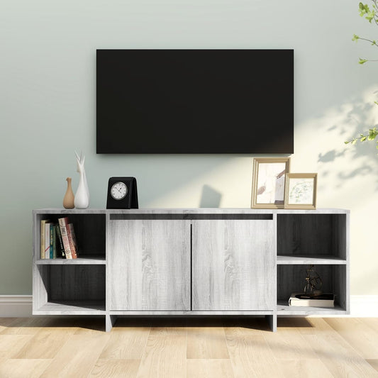 TV Cabinet Gray Sonoma 130x35x50 cm Wood Material