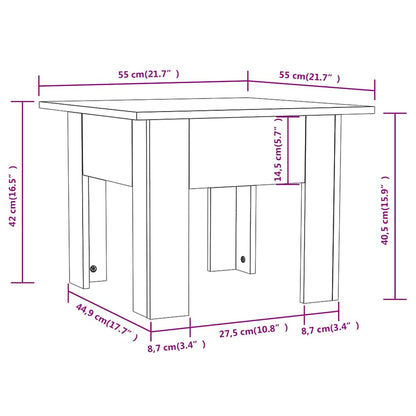 Couchtisch Grau Sonoma 55x55x42 cm Holzwerkstoff