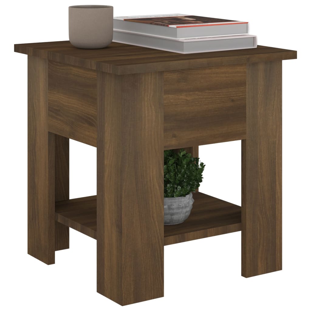 Table basse aspect chêne marron 40x40x42 cm en bois