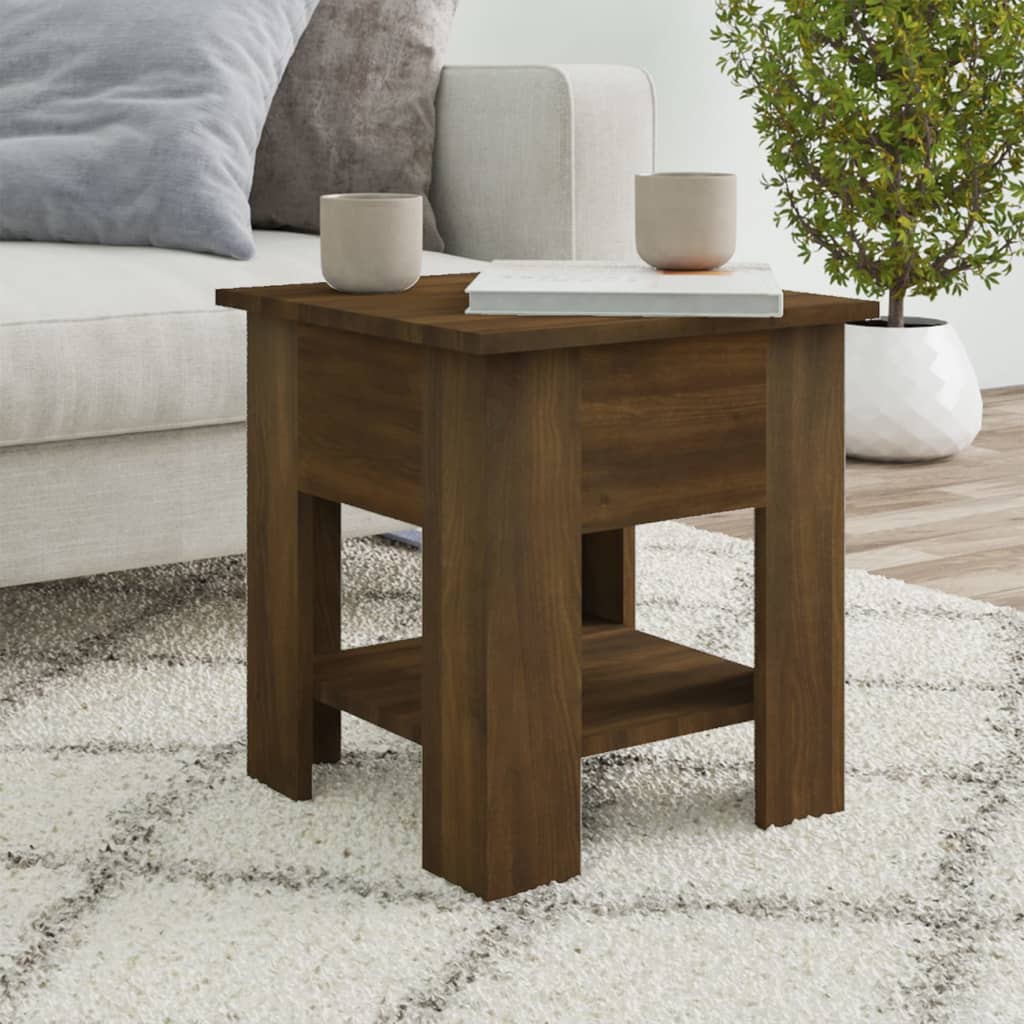 Table basse aspect chêne marron 40x40x42 cm en bois