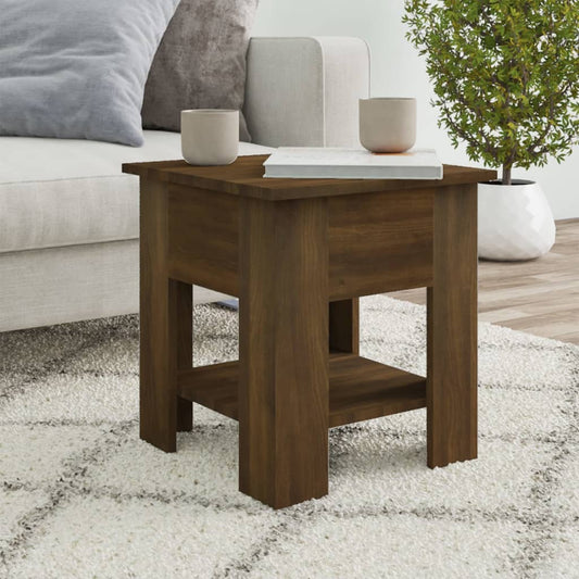 Table basse aspect chêne marron 40x40x42 cm en bois