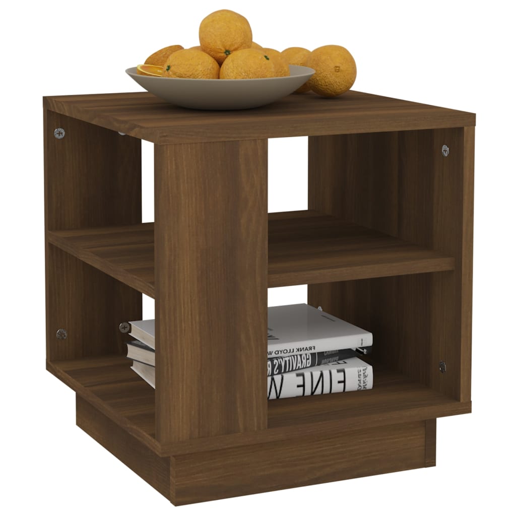 Table basse aspect chêne marron 40x40x43 cm en bois